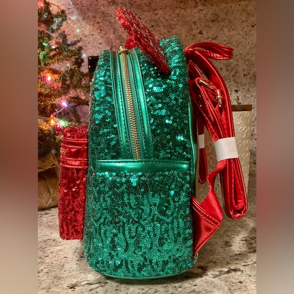 Loungefly Mickey Mouse Sequin Christmas Mini Backpack - Picture 8 of 8